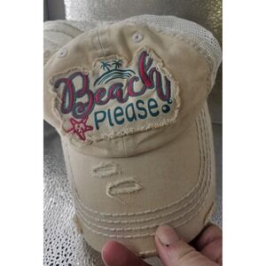 Kbethoes Vintage- Embroidered Beach Please Trucker Hat Adjustabel Cap Distresed